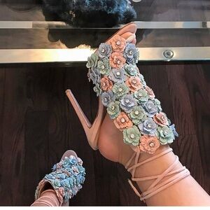 Jennifer Le ORIGAMI  Embellished High Heel Sandals